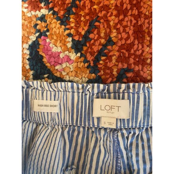 LOFT Stripe Blue Shorts Cotton - Picture 2 of 4